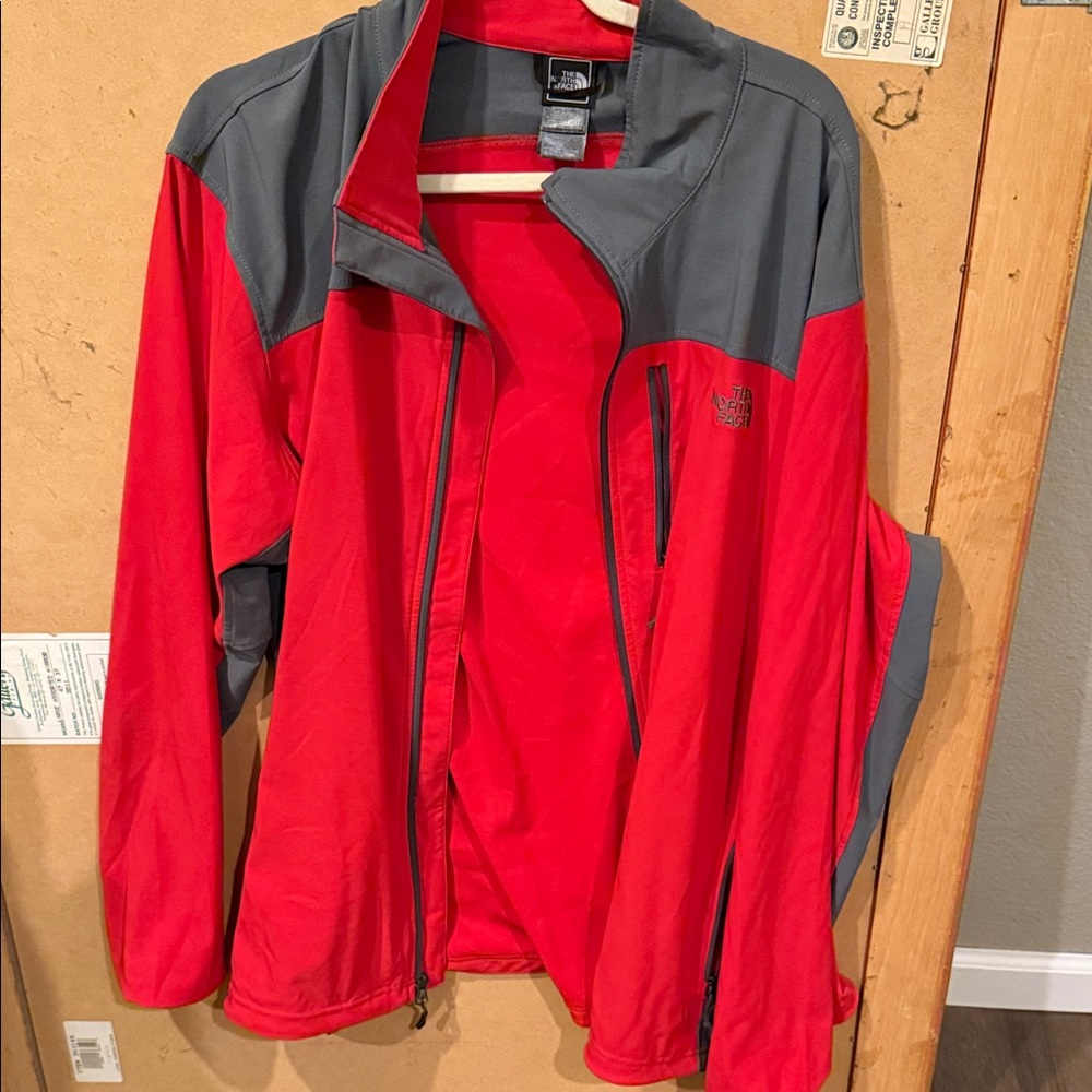 The North Face Men's Vibrant Red and Charcoal Windbreaker
